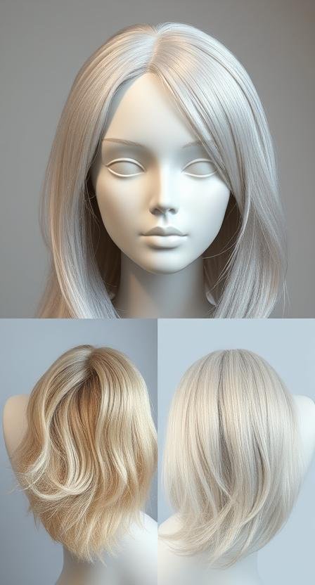 synthetic wig on mannequin